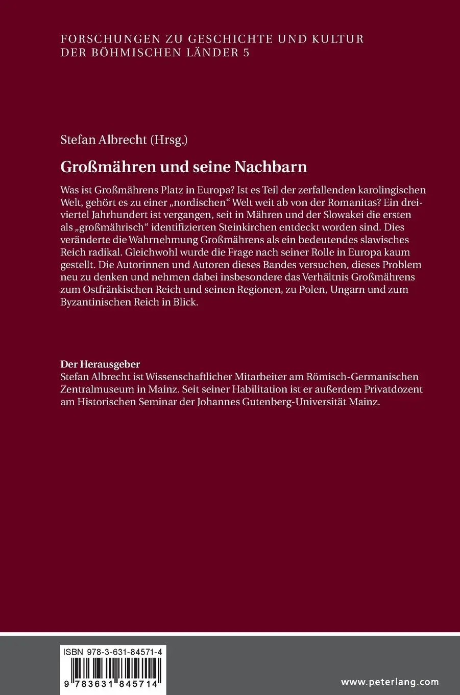 Rückseite: 9783631845714 | Großmähren und seine Nachbarn | Stefan Albrecht | Buch | Deutsch