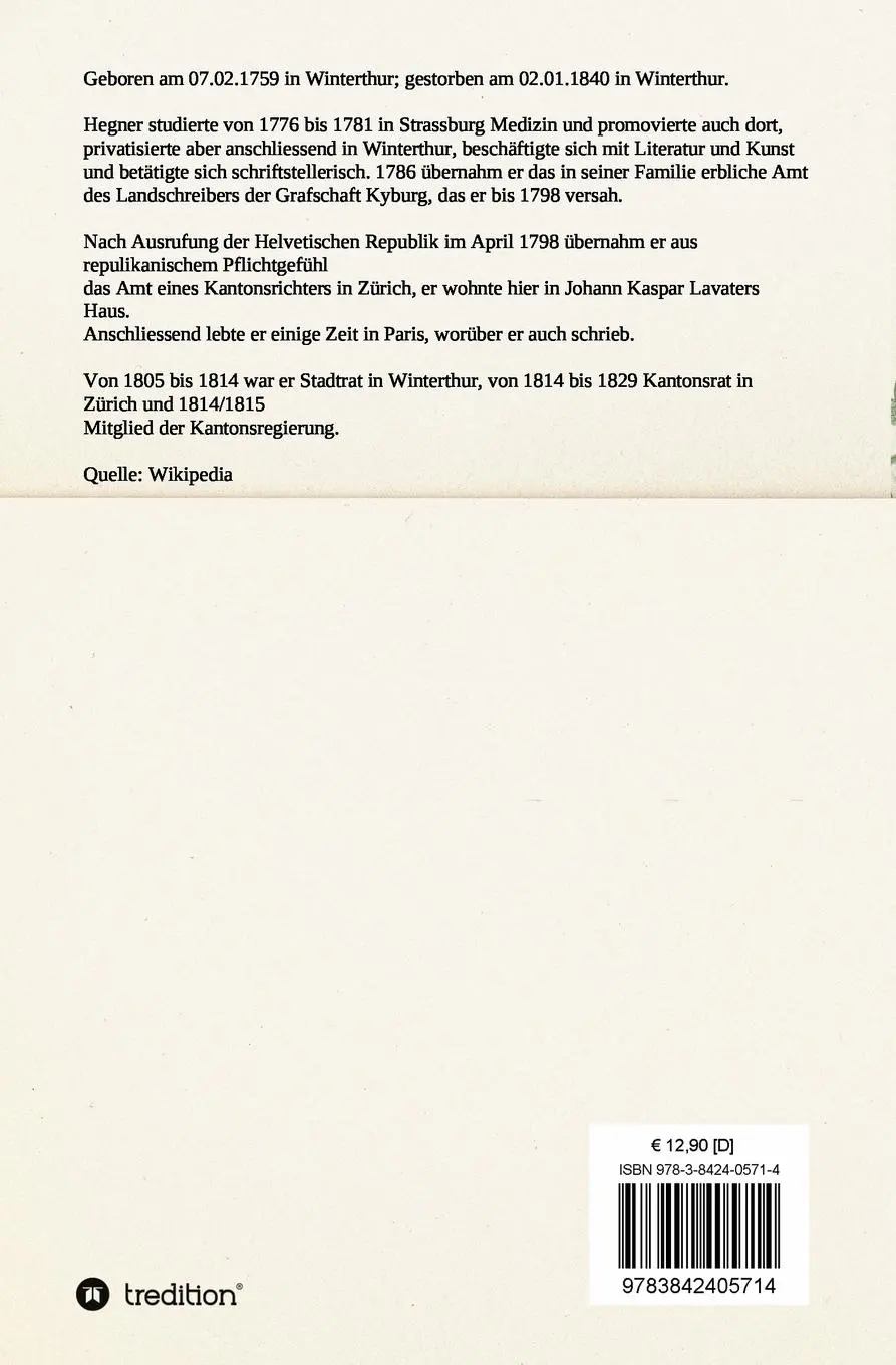 Rückseite: 9783842405714 | Die Molkenkur | Ulrich Hegner | Taschenbuch | Paperback | 208 S.