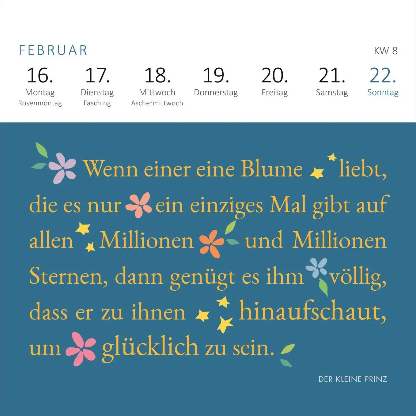 Bild: 4014489135814 | Mini-Wochenkalender Man sieht nur mit dem Herzen gut ... 2026 | 108 S.