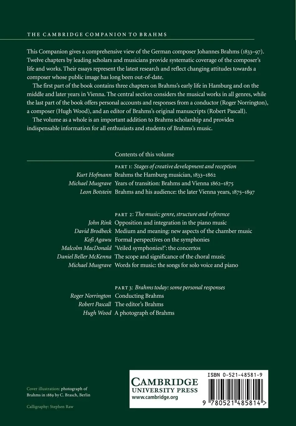 Rückseite: 9780521485814 | The Cambridge Companion to Brahms | Michael Musgrave (u. a.) | Buch