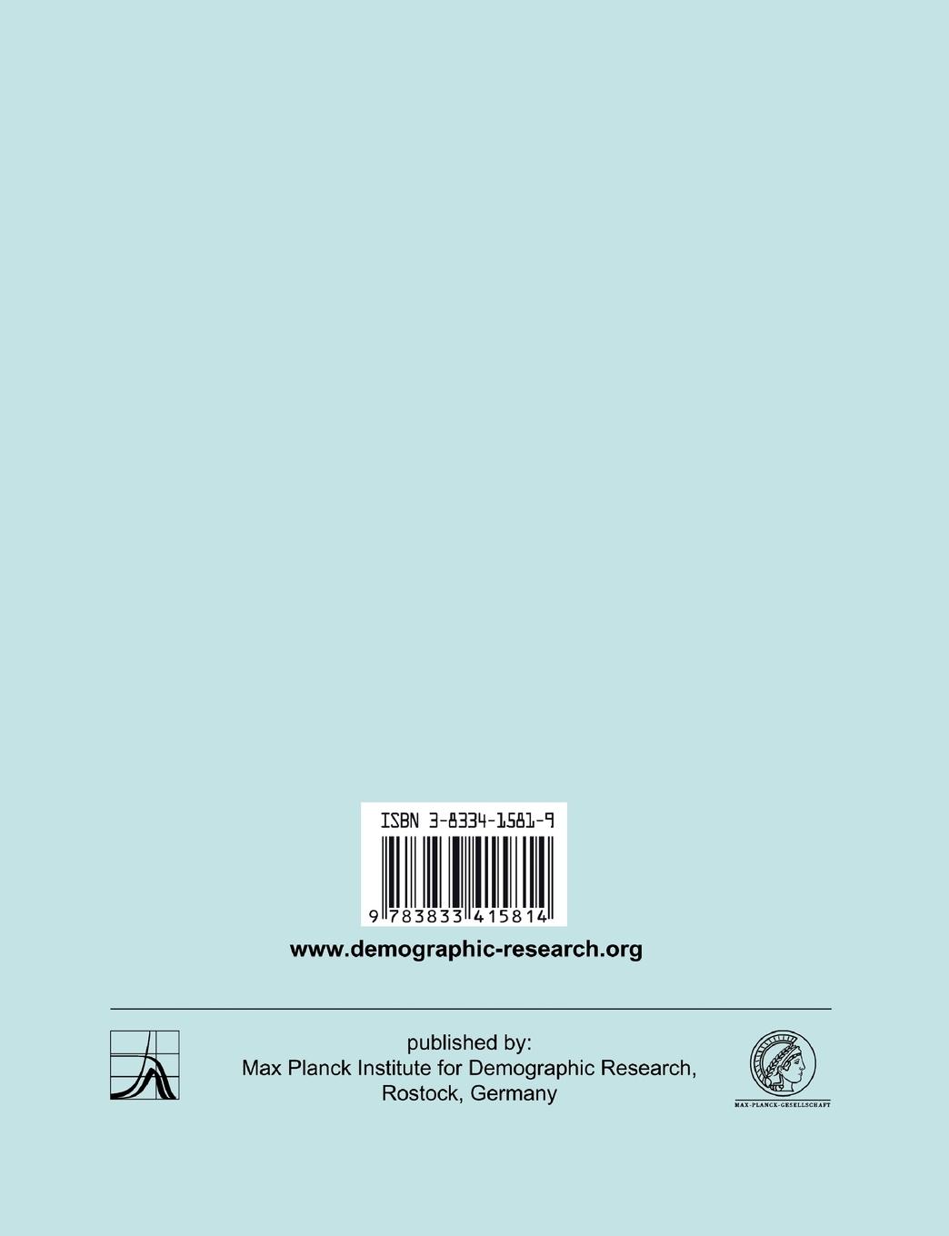 Rückseite: 9783833415814 | Demographic Research, Volume 6 | Mpi Für Demografische Forschung