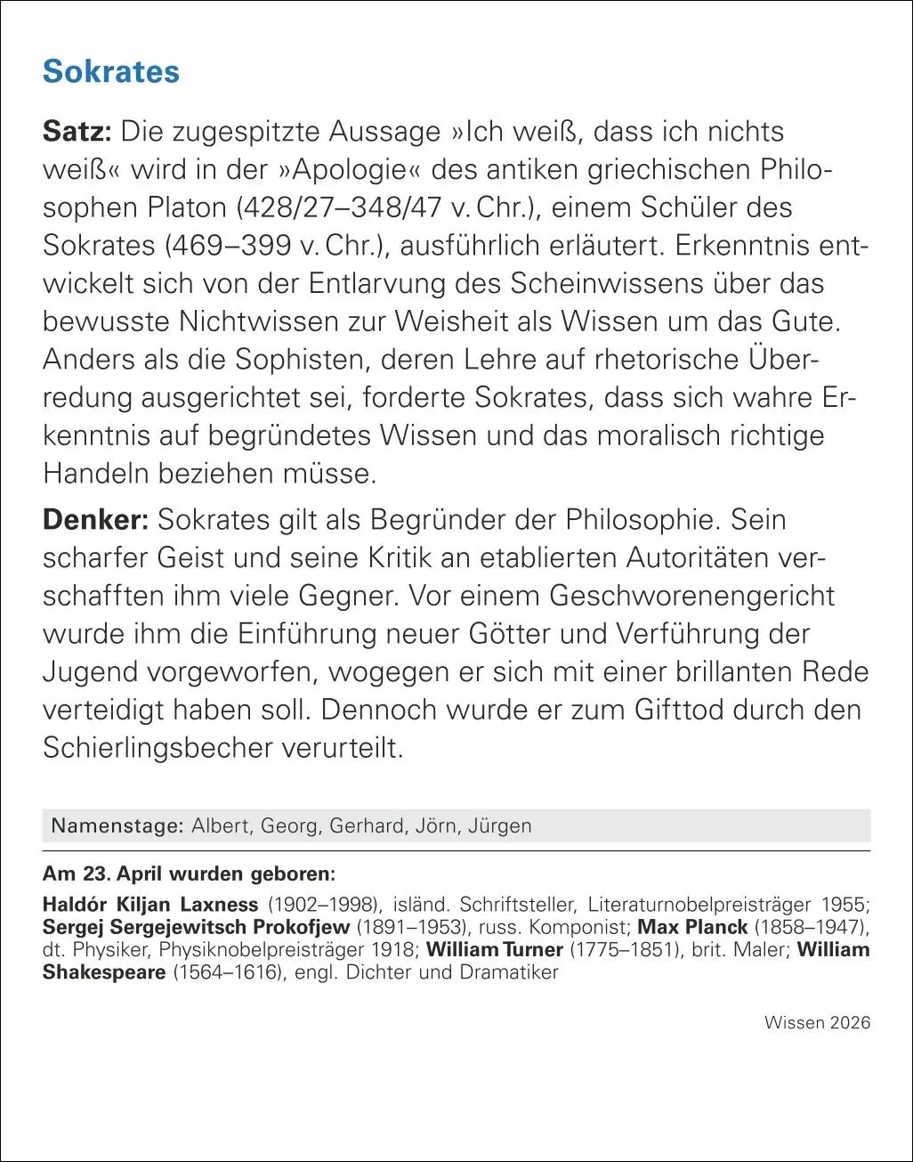 Bild: 9783840035814 | Wissen Tagesabreißkalender 2026 - Quizfragen aus Geschichte,...