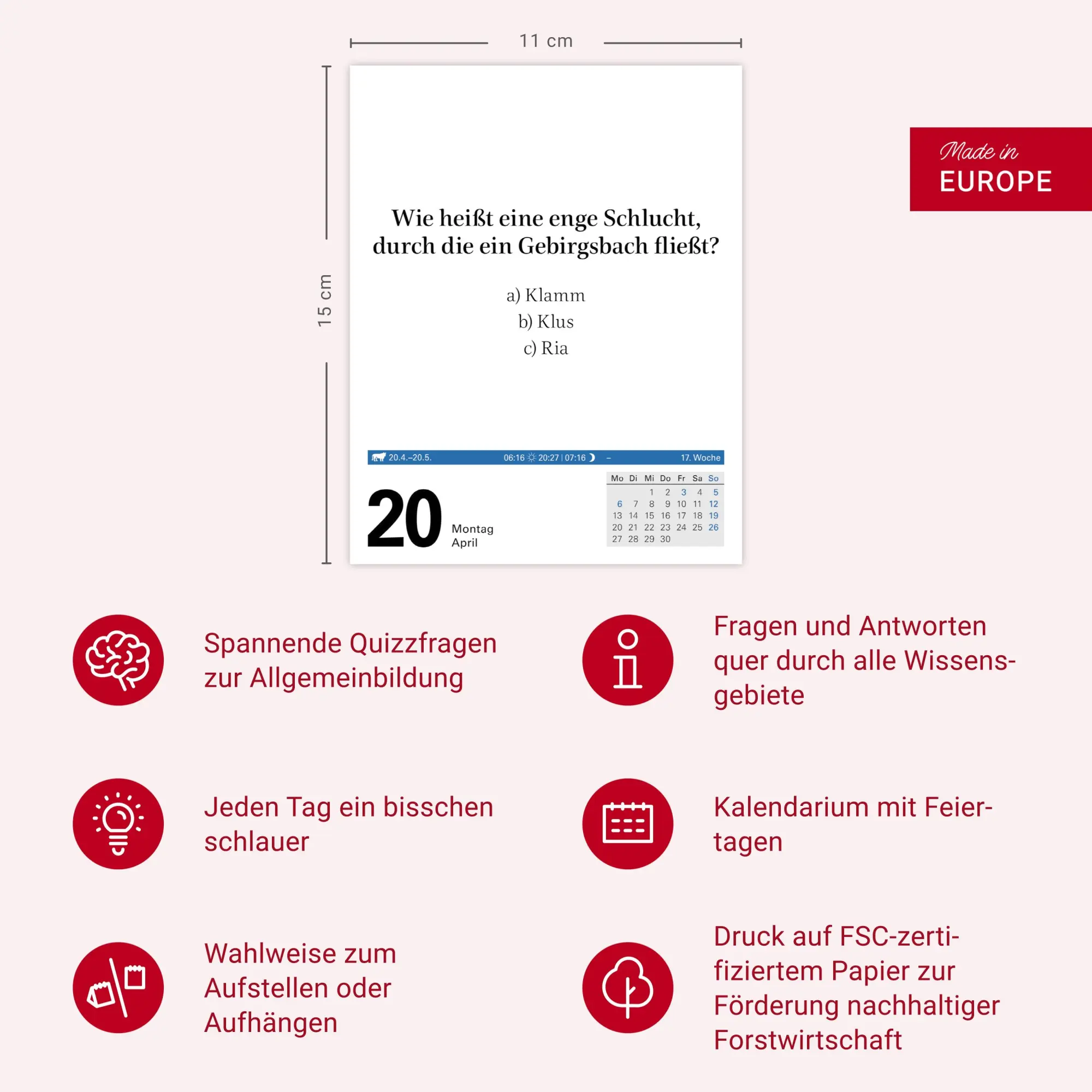 Bild: 9783840035814 | Wissen Tagesabreißkalender 2026 - Quizfragen aus Geschichte,...