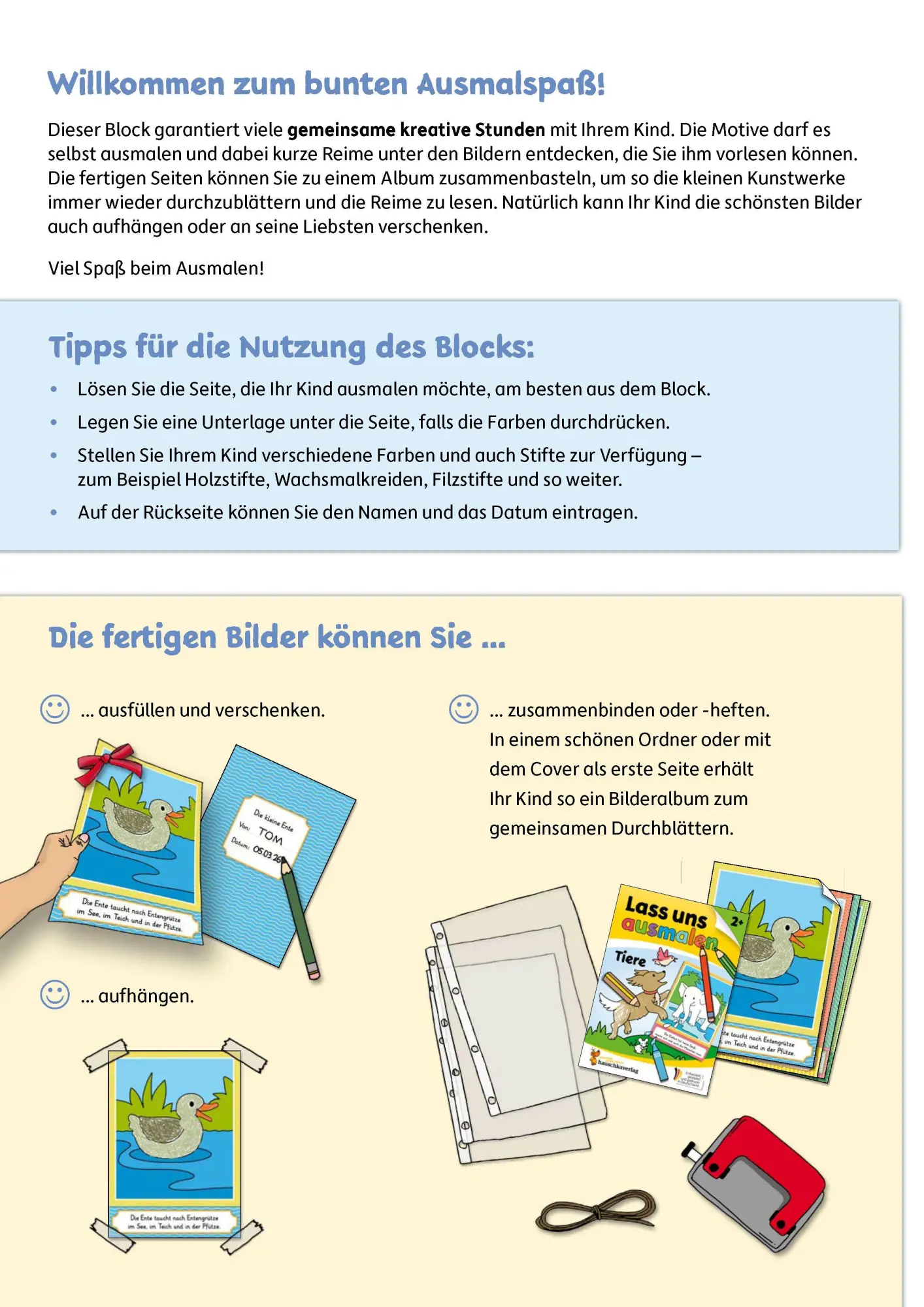 Bild: 9783881005814 | Lass uns ausmalen - Mein Ausmalbuch ab 2 - Tiere | Taschenbuch | 64 S.