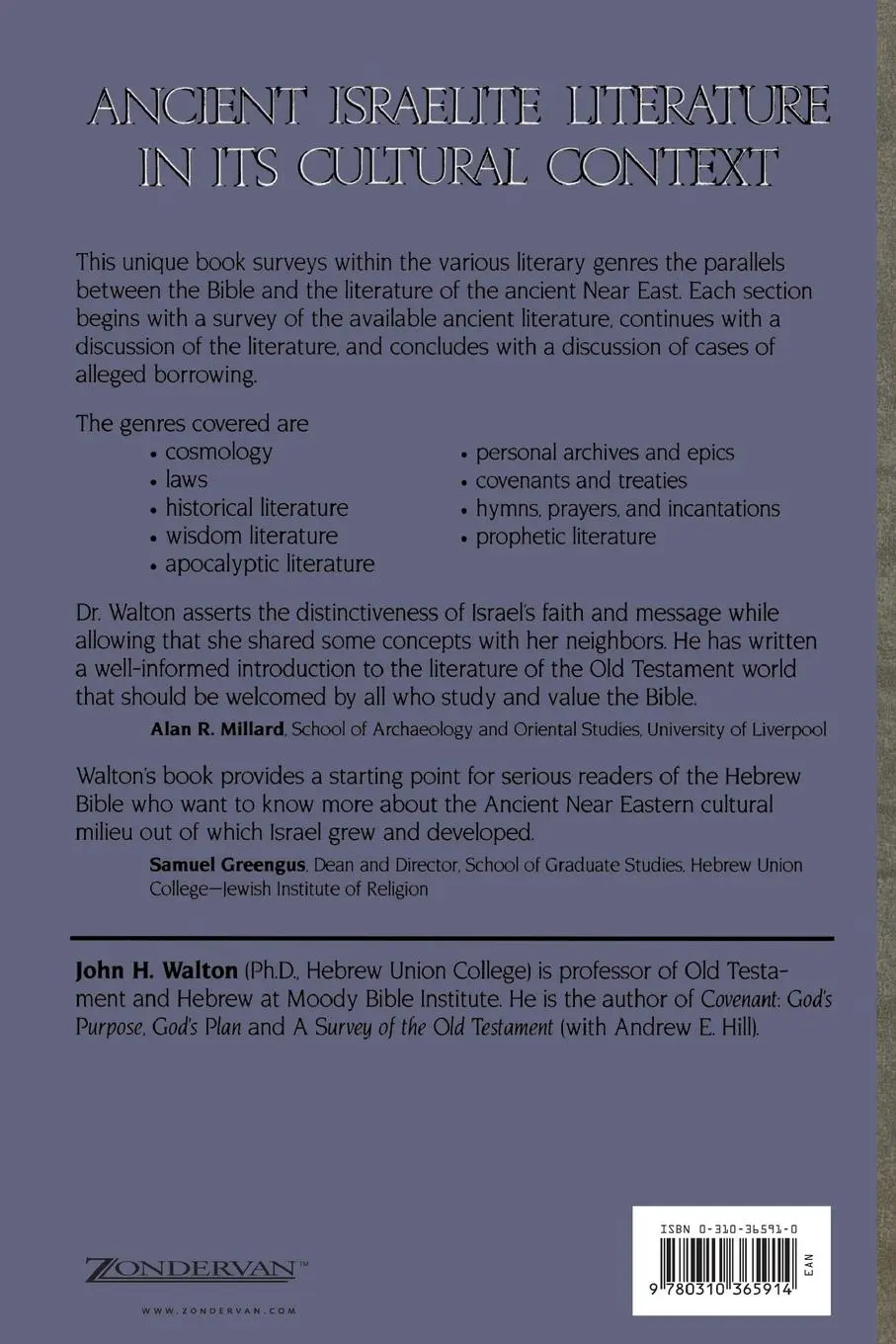 Rückseite: 9780310365914 | Ancient Israelite Literature in Its Cultural Context | John H. Walton