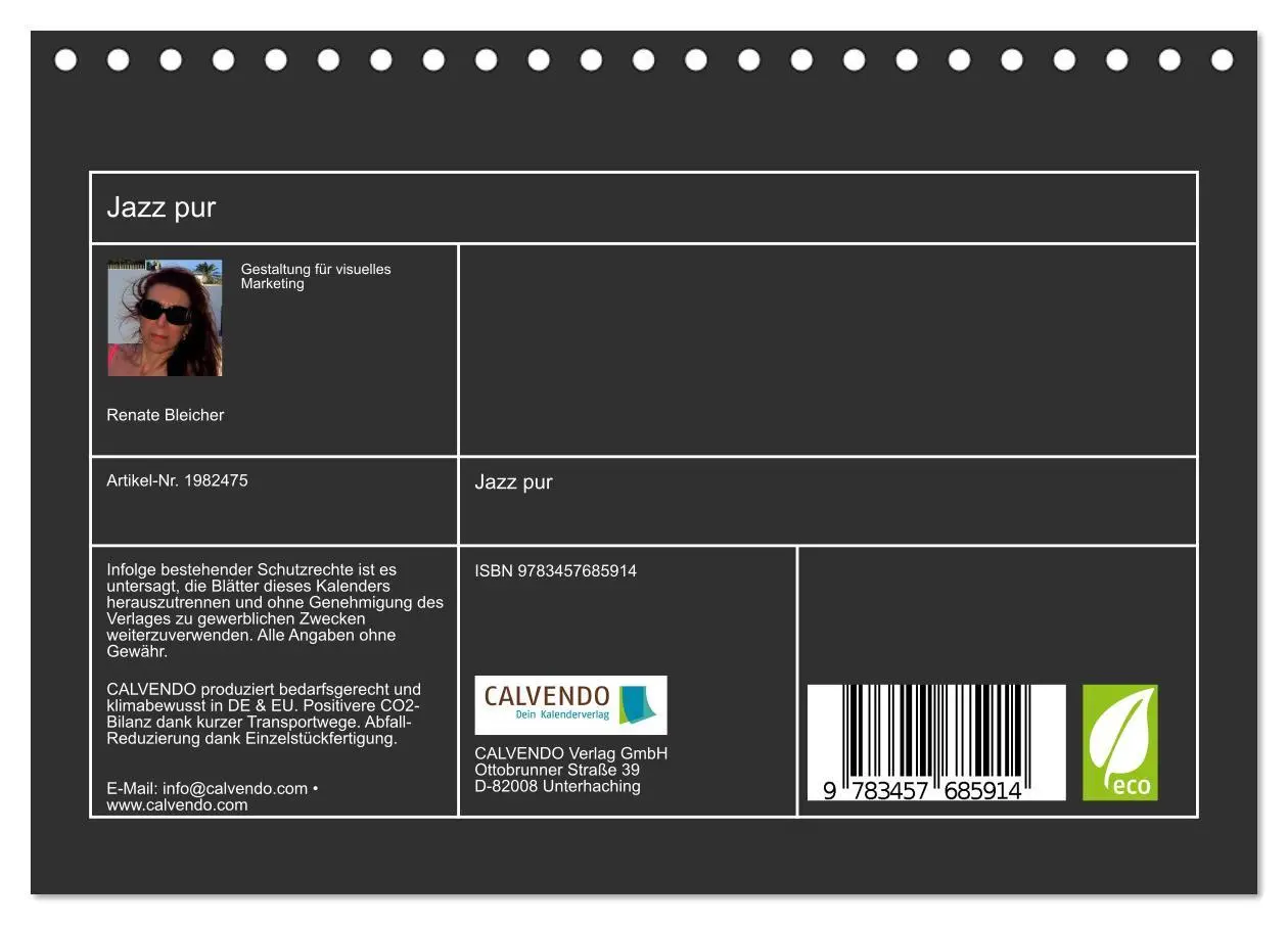 Bild: 9783457685914 | Jazz pur (Tischkalender 2026 DIN A5 quer), CALVENDO Monatskalender