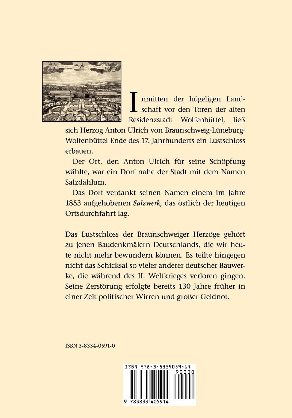 Rückseite: 9783833405914 | Das fürstliche Lustschloß Salzdahlum | Holger Wittig | Taschenbuch