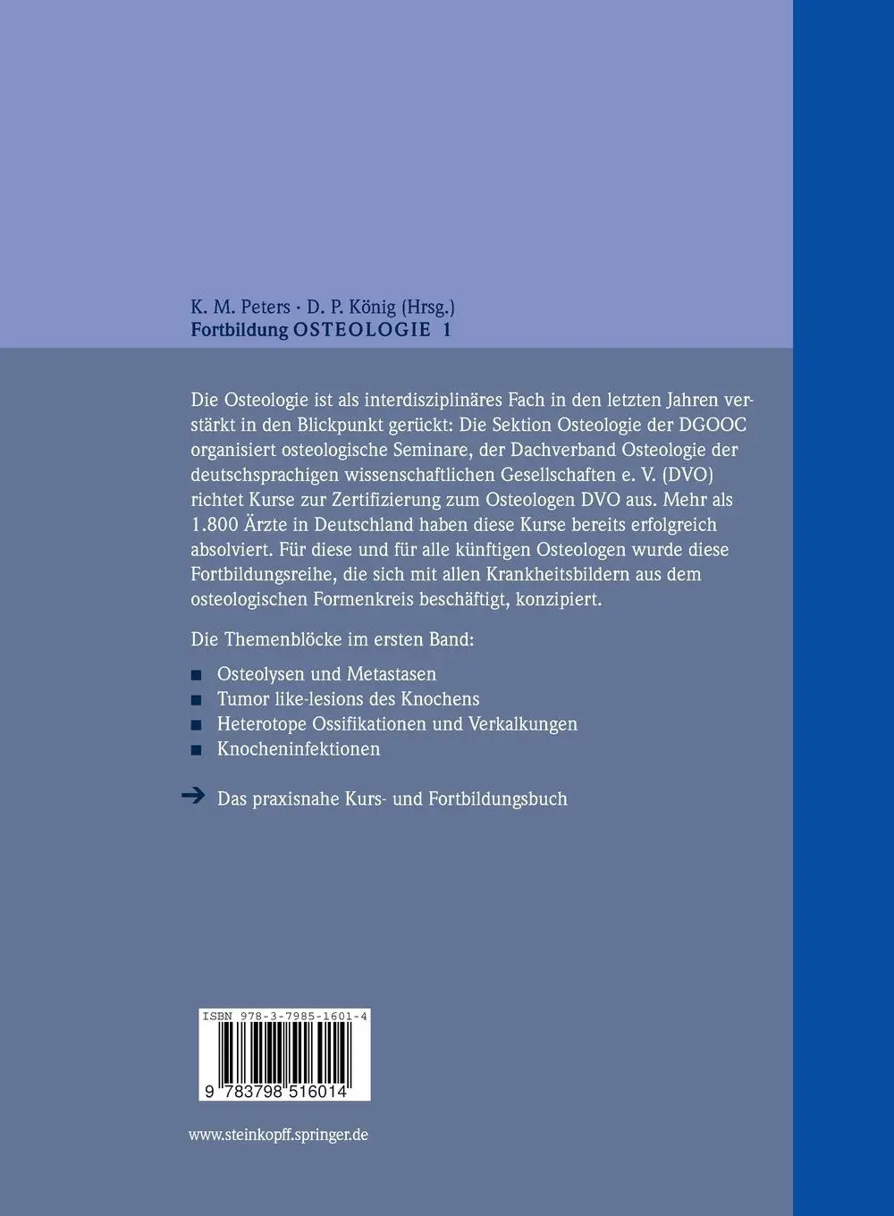 Rückseite: 9783798516014 | Fortbildung Osteologie 1 | Klaus M. Peters (u. a.) | Taschenbuch | x