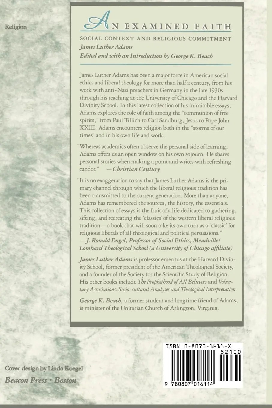 Rückseite: 9780807016114 | An Examined Faith | Social Context and Religious Commitment | Buch