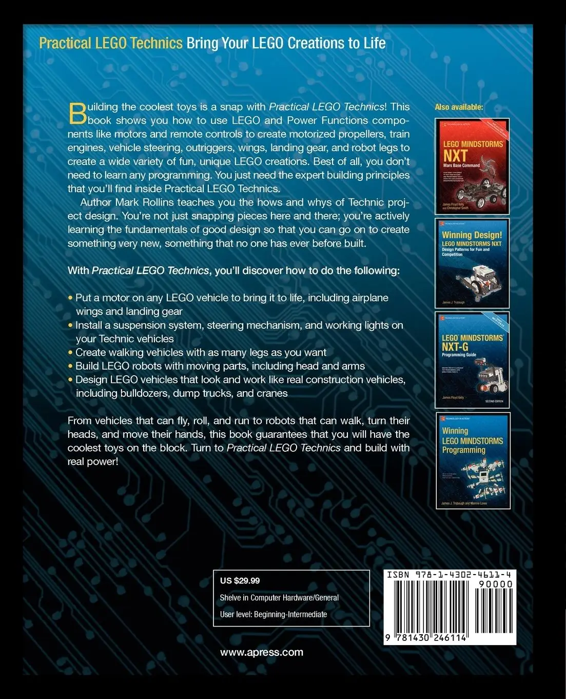 Rückseite: 9781430246114 | Practical Lego Technics | Bring Your Lego Creations to Life | Rollins
