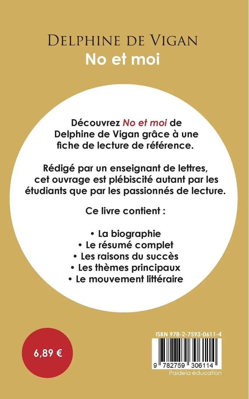 Rückseite: 9782759306114 | Fiche de lecture No et moi (Étude intégrale) | Delphine De Vigan