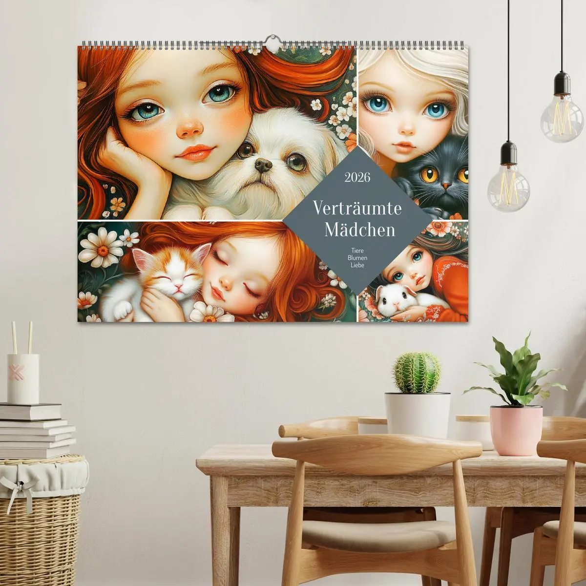 Bild: 9783457326114 | Verträumte Mädchen. Tiere, Blumen, Liebe. (Wandkalender 2026 DIN A2...