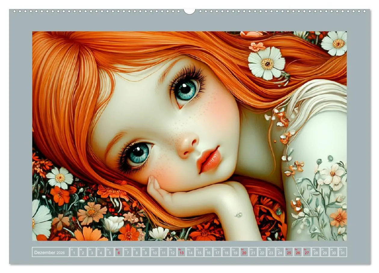 Bild: 9783457326114 | Verträumte Mädchen. Tiere, Blumen, Liebe. (Wandkalender 2026 DIN A2...