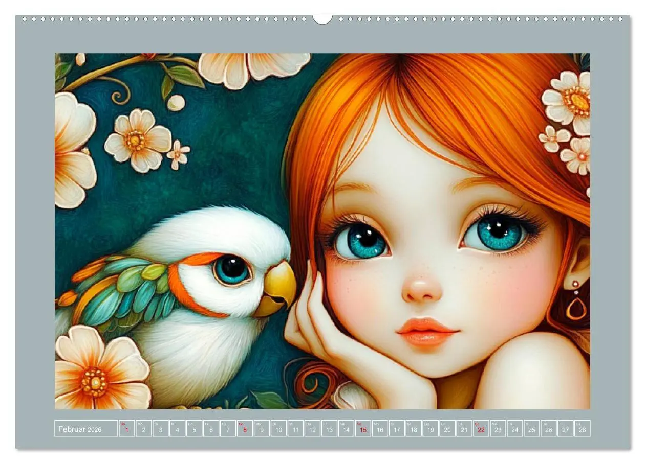 Bild: 9783457326114 | Verträumte Mädchen. Tiere, Blumen, Liebe. (Wandkalender 2026 DIN A2...
