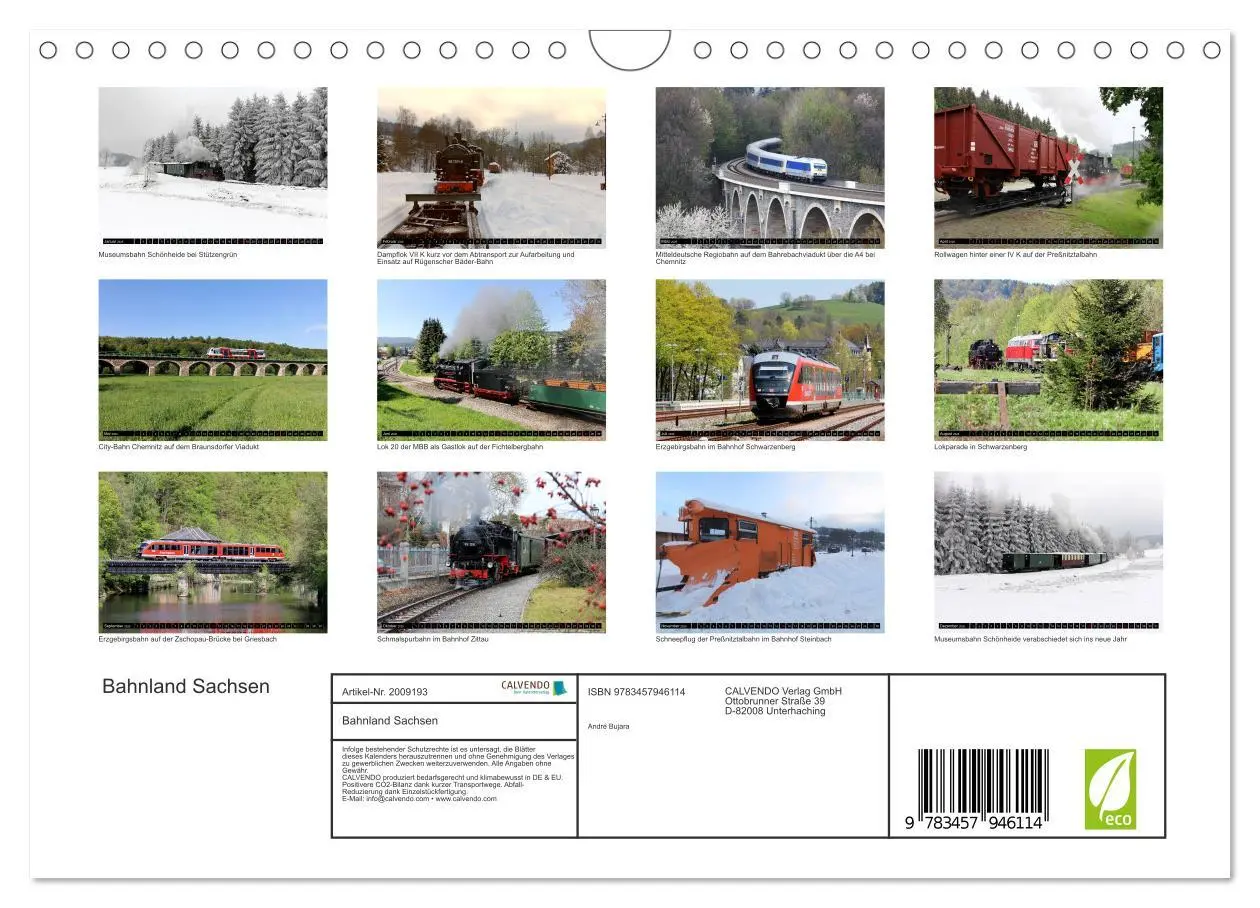 Bild: 9783457946114 | Bahnland Sachsen (Wandkalender 2026 DIN A4 quer), CALVENDO...