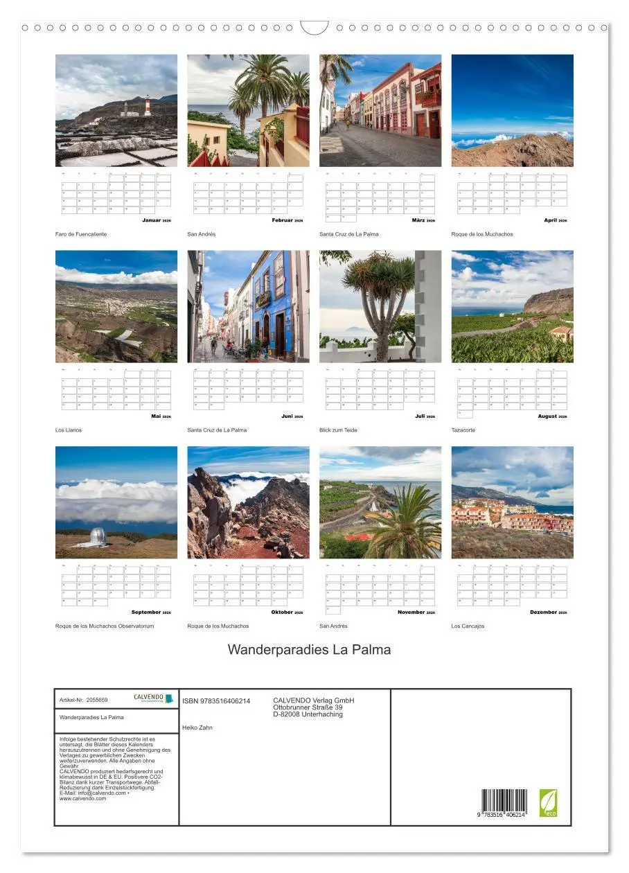 Bild: 9783516406214 | Wanderparadies La Palma (Wandkalender 2026 DIN A2 hoch), CALVENDO...