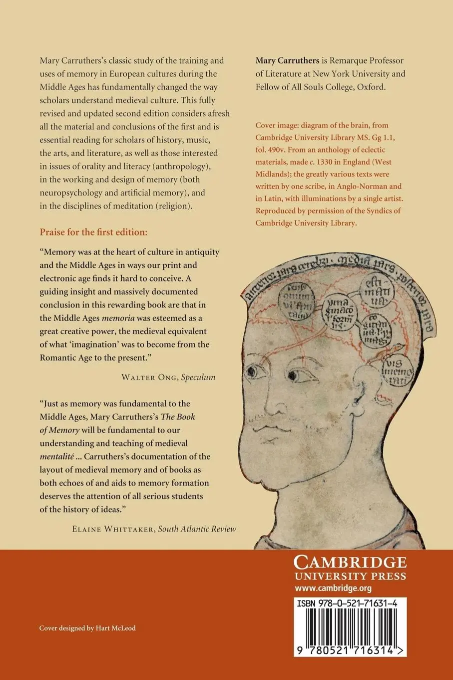 Rückseite: 9780521716314 | The Book of Memory | Mary Carruthers | Taschenbuch | Paperback | 2014