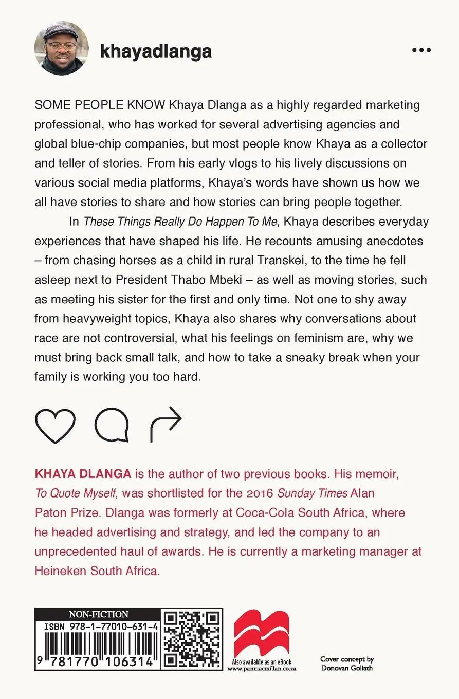 Rückseite: 9781770106314 | These Things Really Do Happen To Me | Khaya Dlanga | Taschenbuch