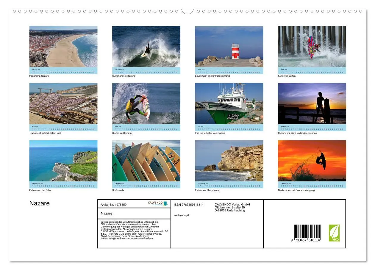Bild: 9783457616314 | Nazare (Wandkalender 2026 DIN A2 quer), CALVENDO Monatskalender | 2026