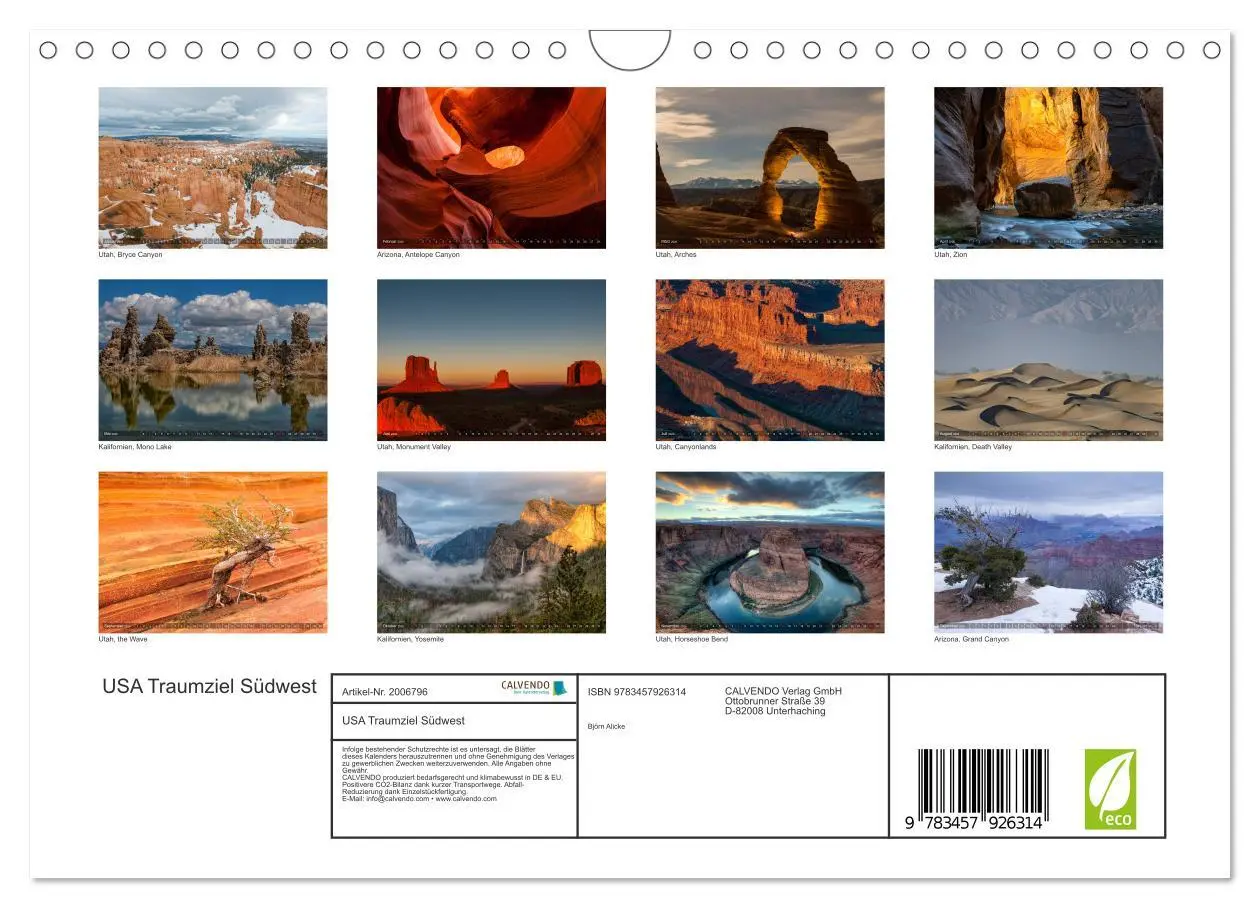 Bild: 9783457926314 | USA Traumziel Südwest (Wandkalender 2026 DIN A4 quer), CALVENDO...