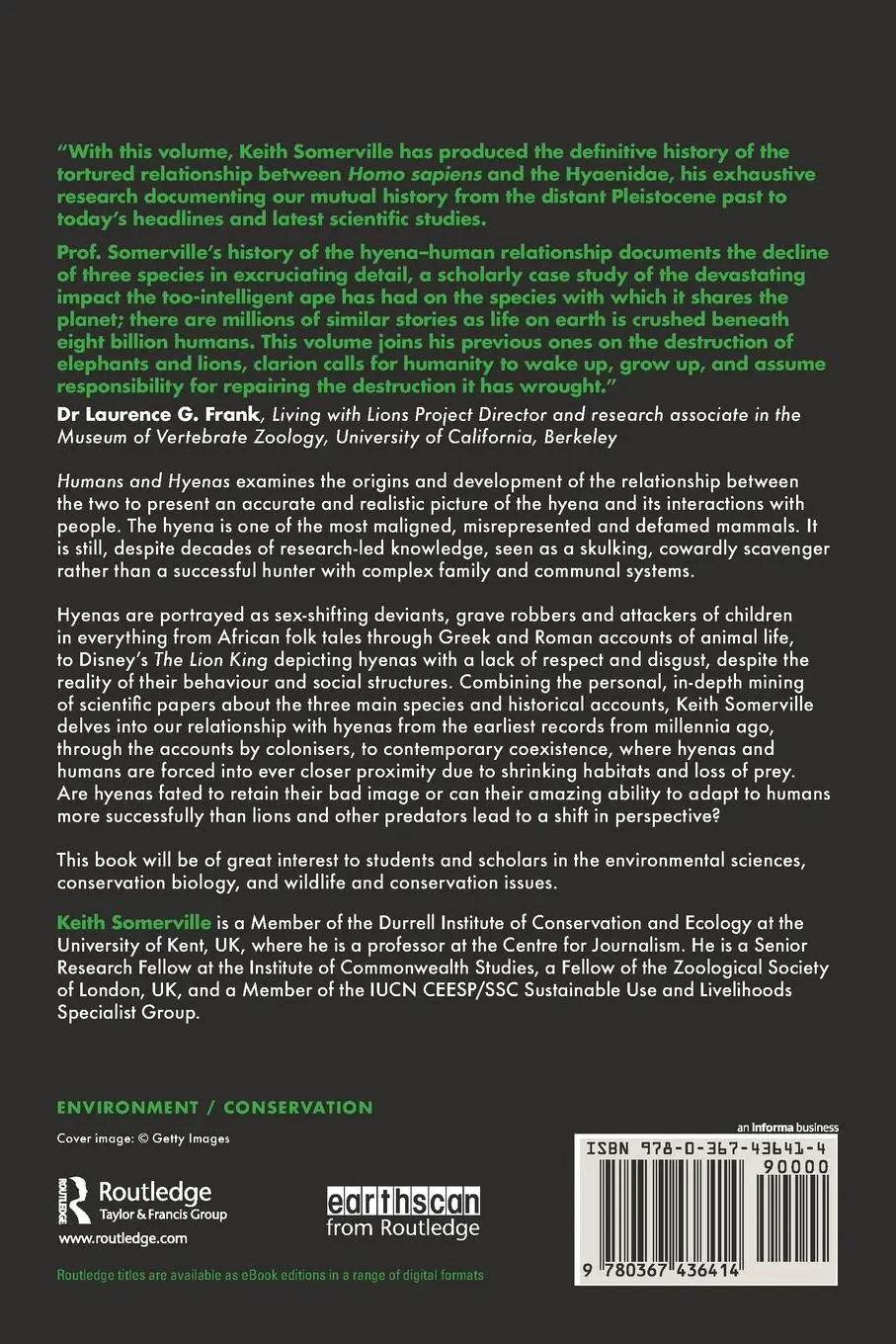 Rückseite: 9780367436414 | Humans and Hyenas | Monster or Misunderstood | Keith Somerville | Buch