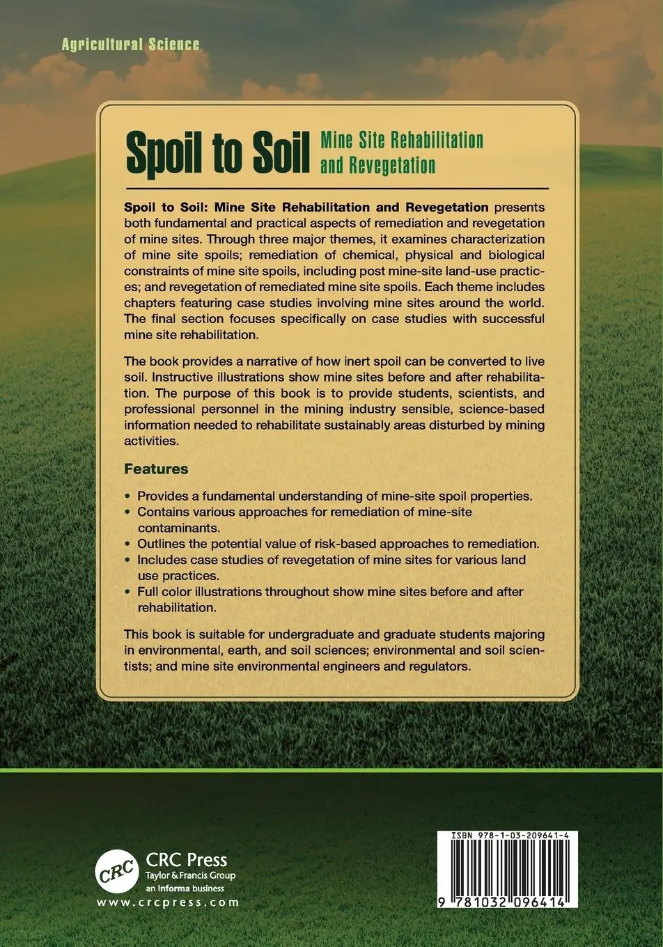 Rückseite: 9781032096414 | Spoil to Soil | Mine Site Rehabilitation and Revegetation | Buch