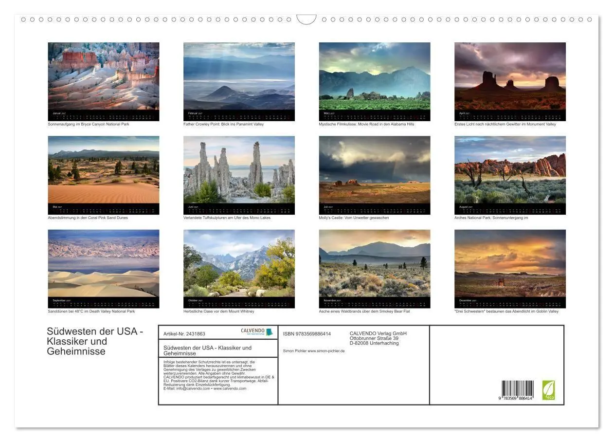 Bild: 9783569886414 | Südwesten der USA - Klassiker und Geheimnisse (Wandkalender 2027...