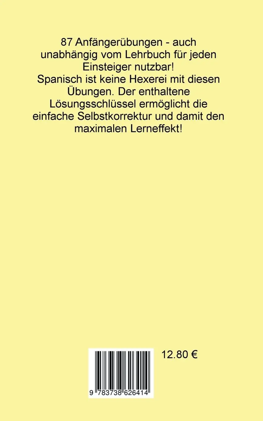 Rückseite: 9783738626414 | Übungsbuch Spanischhexe 1 | 3. korrigierte Auflage | Monika Stegmann