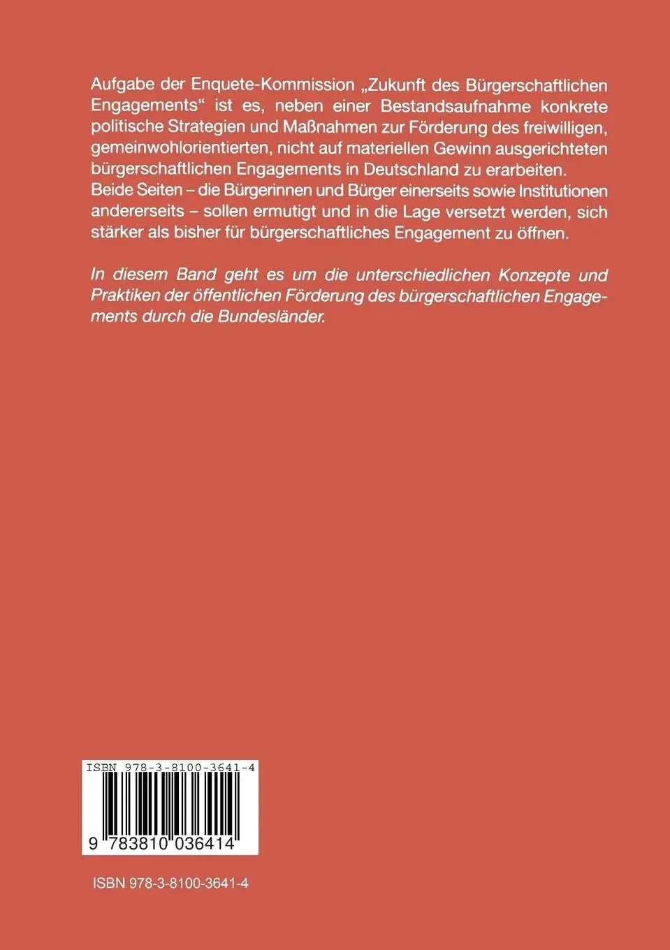 Rückseite: 9783810036414 | Politik des bürgerschaftlichen Engagements in den Bundesländern | Buch