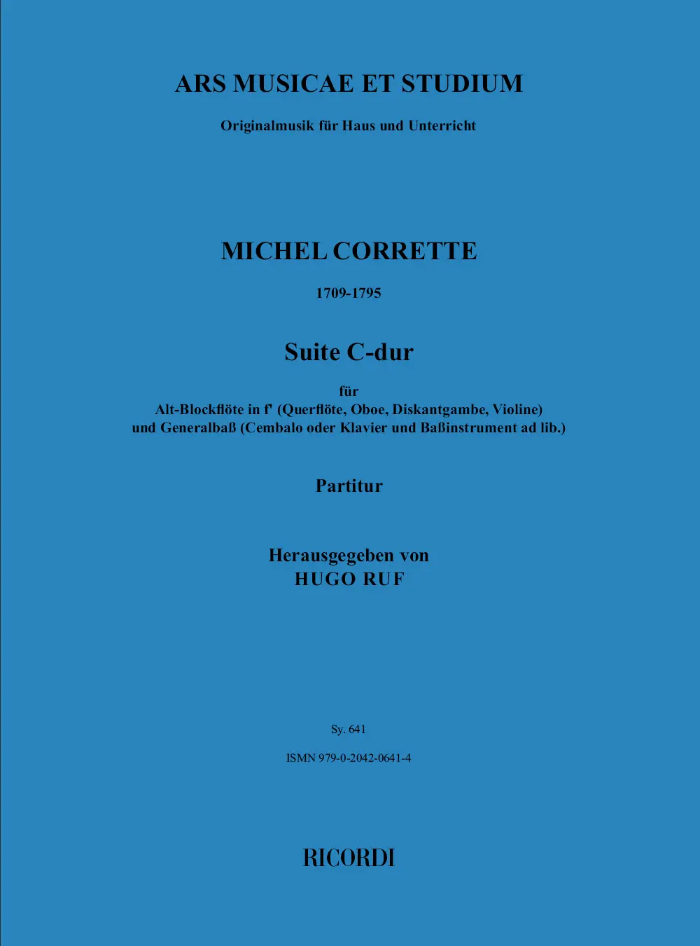 Cover: 9790204206414 | Suite C-Dur | Michel Corrette | Buch | Ricordi Berlin