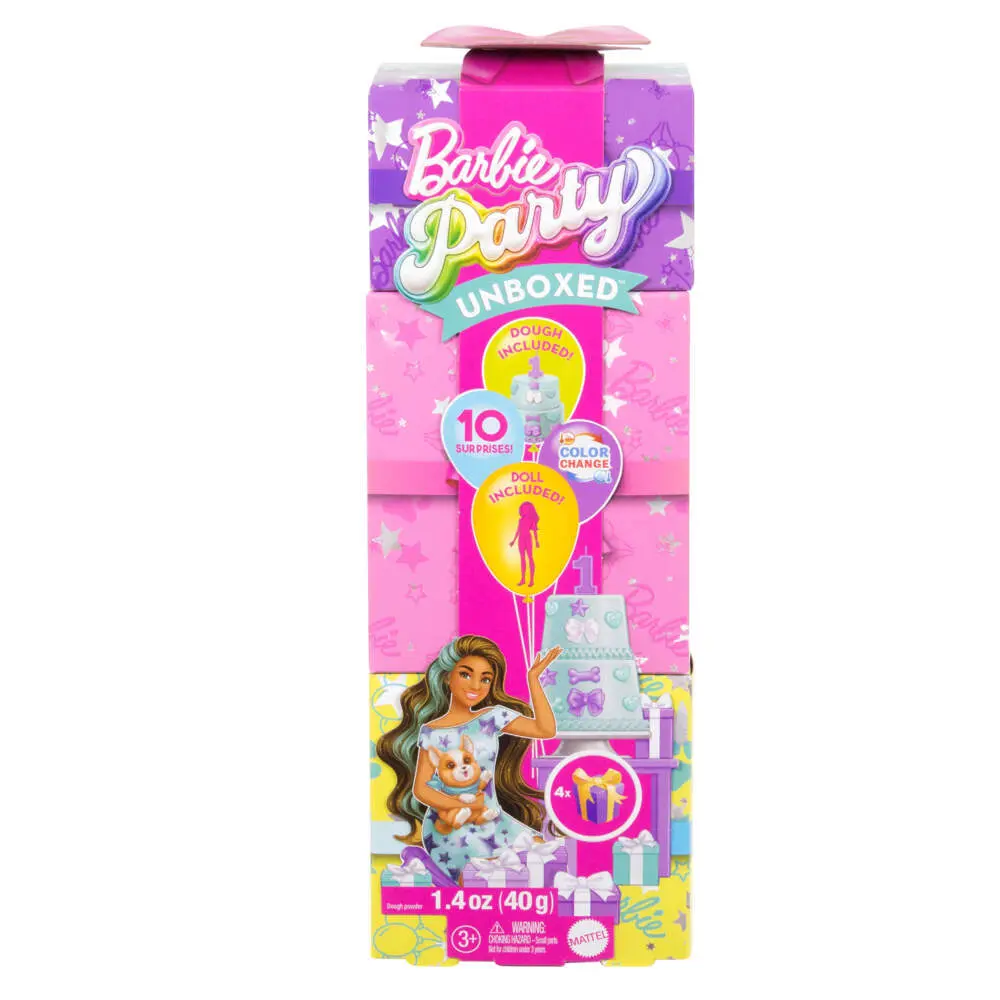 Cover: 194735296514 | Barbie Party Unboxed Haustier Geburtstag Serie - blaues Kleid | Karton