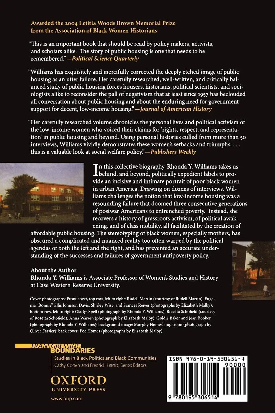 Rückseite: 9780195306514 | The Politics of Public Housing | Rhonda Y. Williams | Taschenbuch