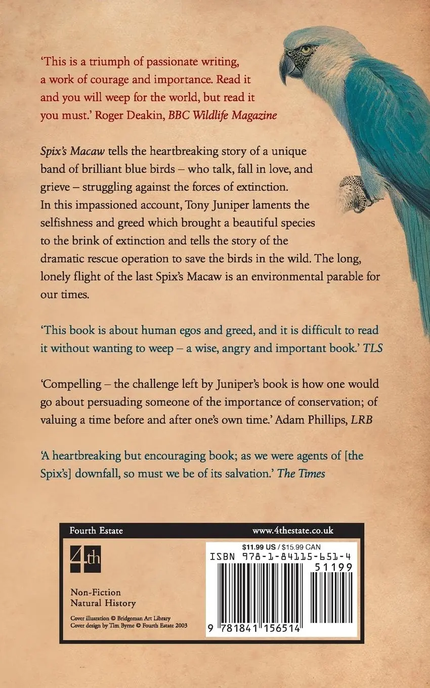 Rückseite: 9781841156514 | Spix's Macaw | The Race to Save the World's Rarest Bird | Tony Juniper