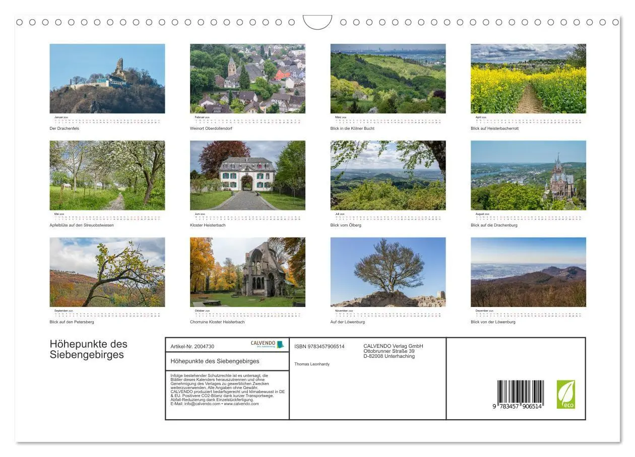 Bild: 9783457906514 | Höhepunkte des Siebengebirges (Wandkalender 2026 DIN A3 quer),...