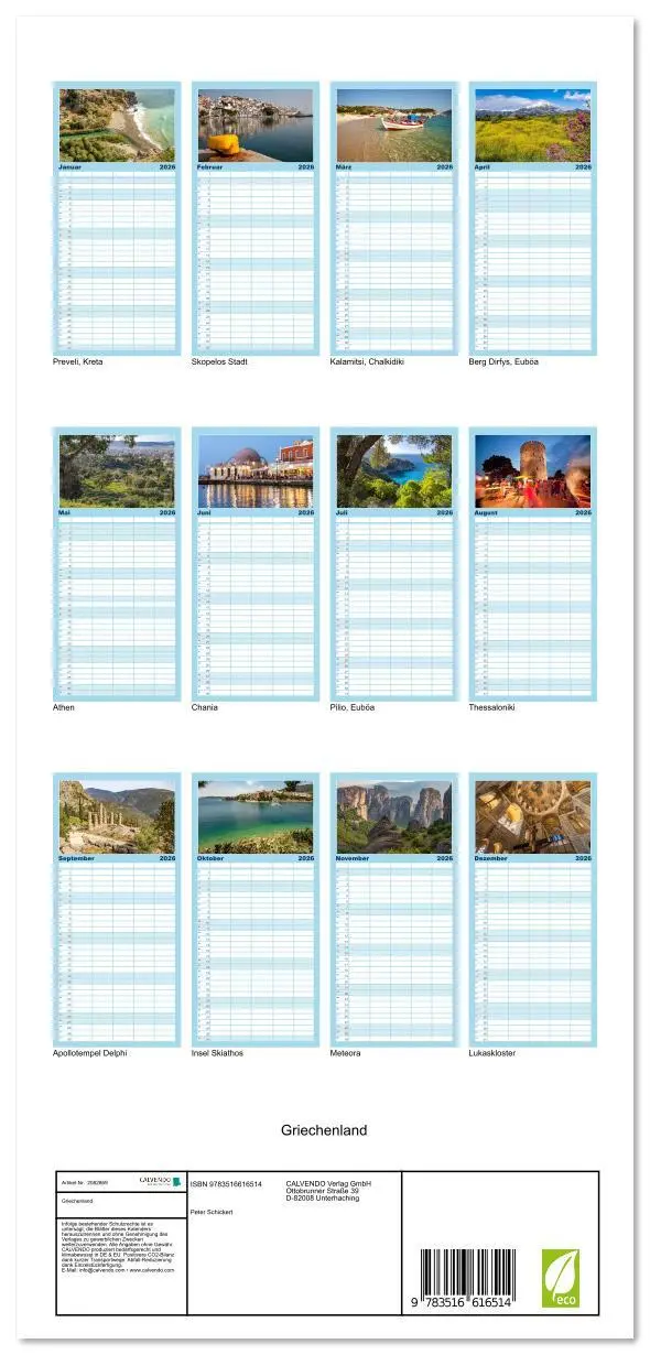 Bild: 9783516616514 | Familienplaner 2026 - Griechenland mit 5 Spalten (Wandkalender, 21...
