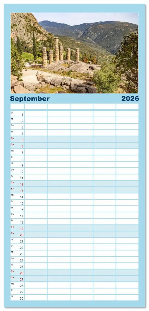 Bild: 9783516616514 | Familienplaner 2026 - Griechenland mit 5 Spalten (Wandkalender, 21...