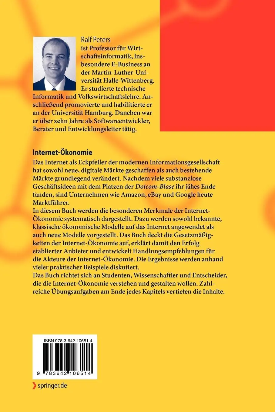 Rückseite: 9783642106514 | Internet-Ökonomie | Ralf Peters | Taschenbuch | x | Deutsch | 2010