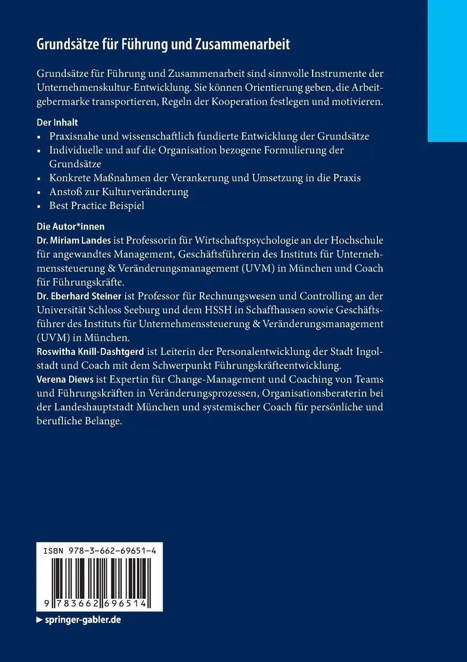 Rückseite: 9783662696514 | Grundsätze für Führung und Zusammenarbeit | Miriam Landes (u. a.) | ix