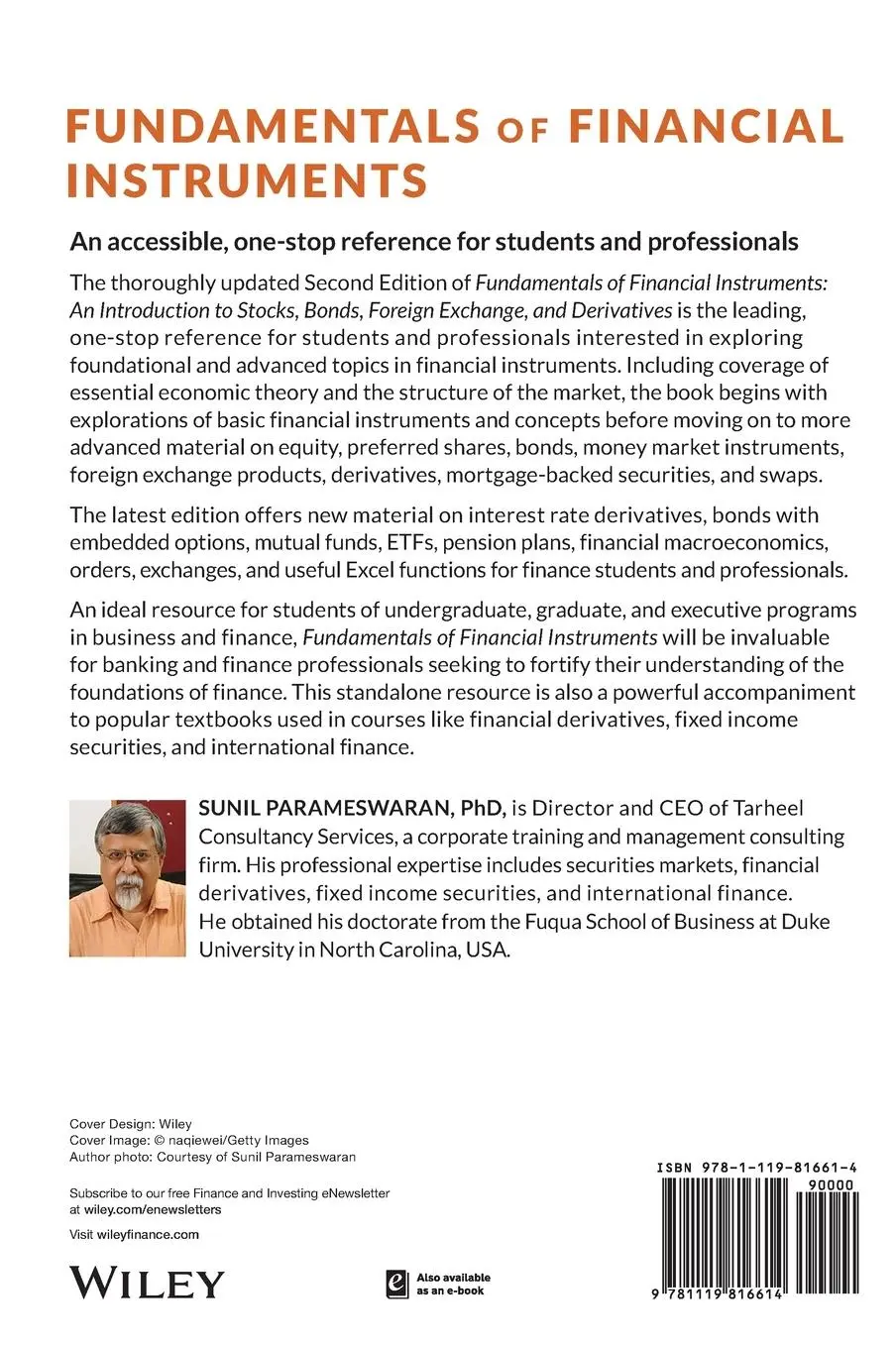 Rückseite: 9781119816614 | Fundamentals of Financial Instruments | Sunil K Parameswaran | Buch
