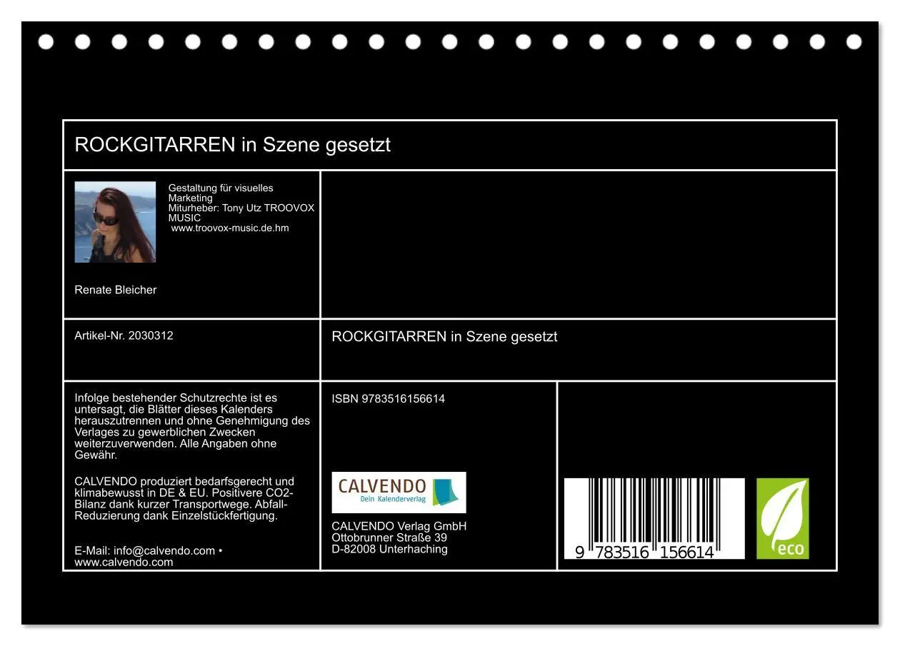 Bild: 9783516156614 | ROCKGITARREN in Szene gesetzt (Tischkalender 2026 DIN A5 quer),...