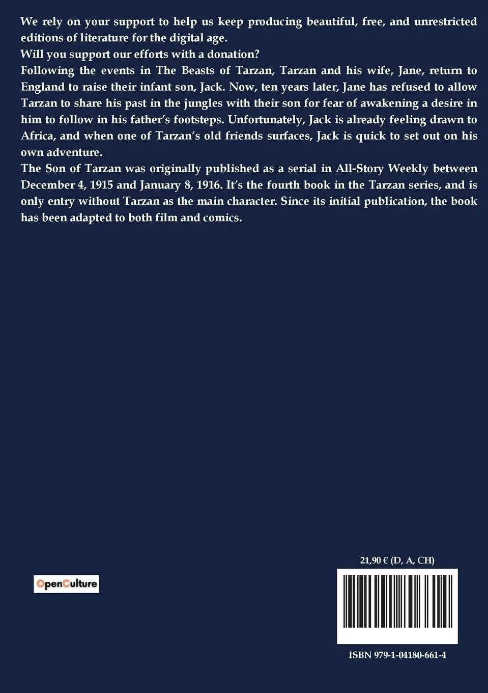 Rückseite: 9791041806614 | The Son of Tarzan | The Adventures of Tarzan's Progeny | Burroughs
