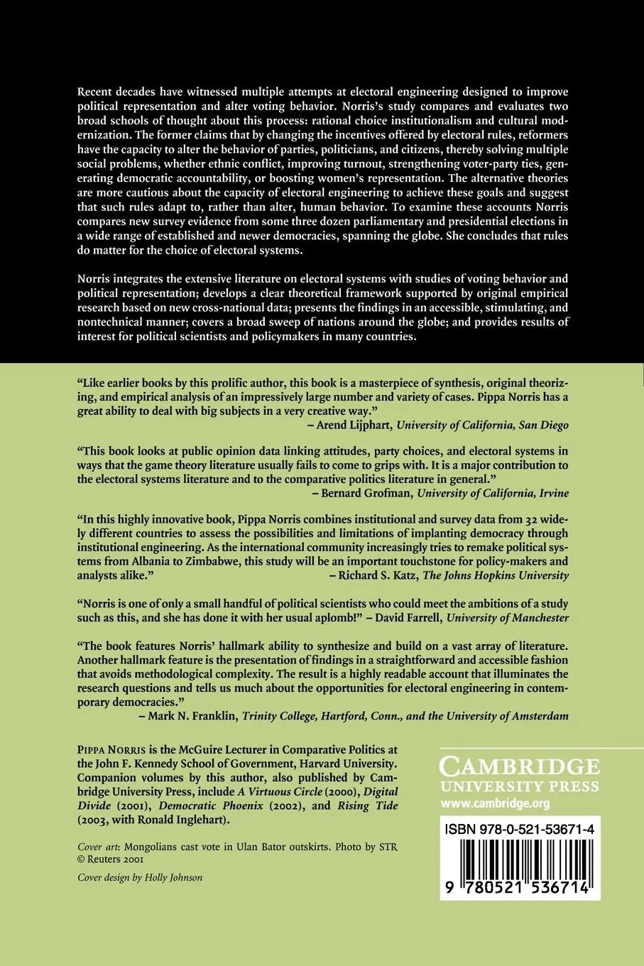Rückseite: 9780521536714 | Electoral Engineering | Voting Rules and Political Behavior | Norris