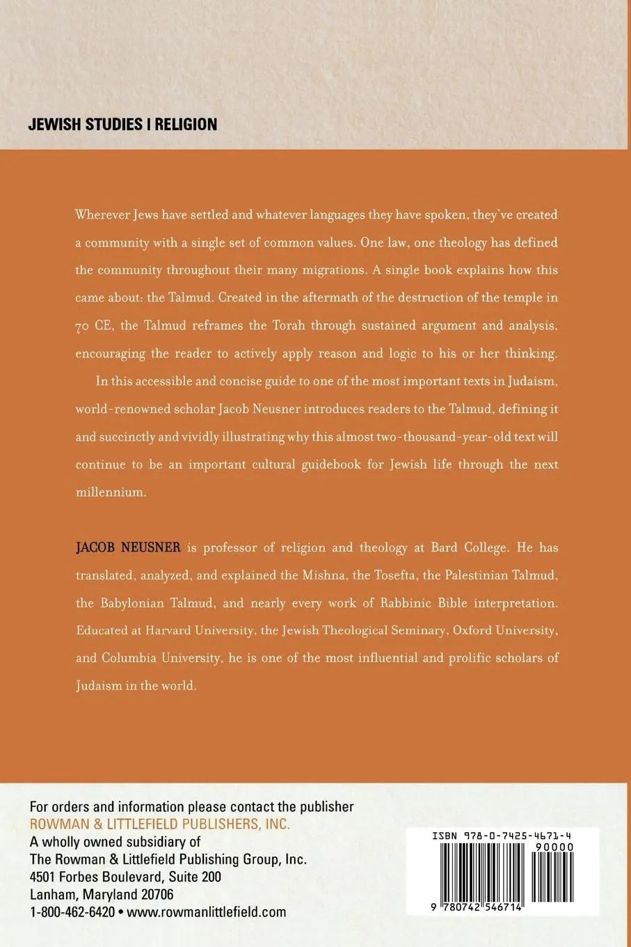 Rückseite: 9780742546714 | The Talmud | What It Is and What It Says | Jacob Neusner | Taschenbuch
