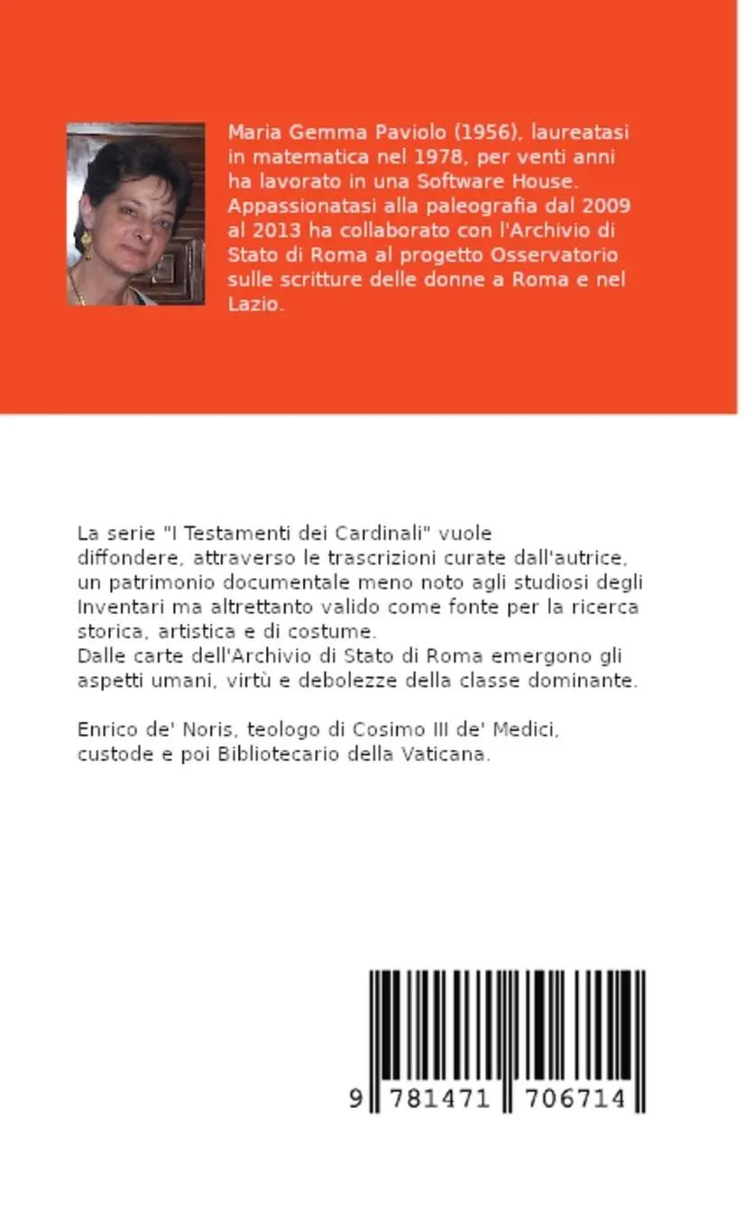 Rückseite: 9781471706714 | I Testamenti dei Cardinali | Enrico de' Noris (1631-1704) | Paviolo