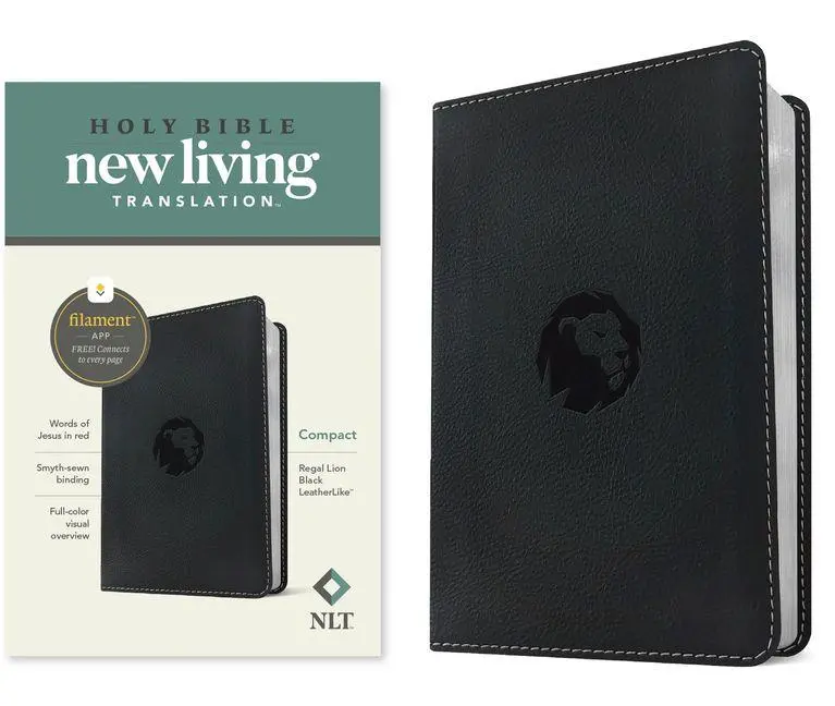 Cover: 9781496486714 | NLT Compact Bible, Filament Enabled (Leatherlike, Regal Lion Black,...
