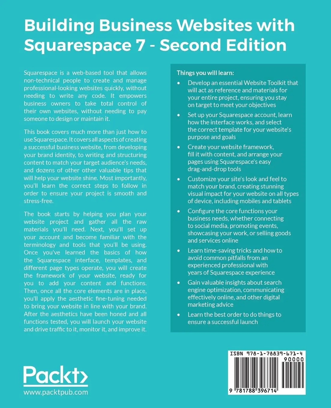 Rückseite: 9781788396714 | Building Business Websites with Squarespace 7 - Second Edition | Buch