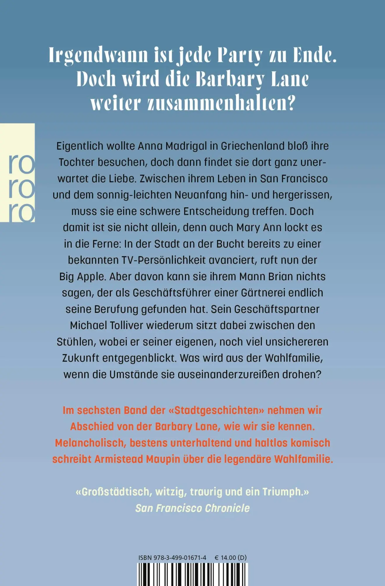 Rückseite: 9783499016714 | Schluss mit lustig | Armistead Maupin | Taschenbuch | Stadtgeschichten