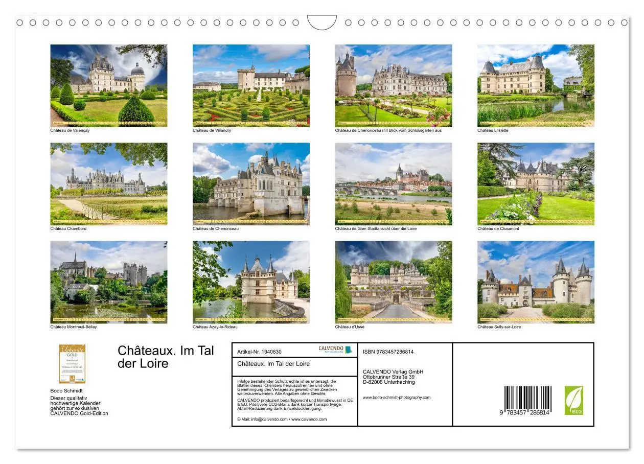 Bild: 9783457286814 | Châteaux. Im Tal der Loire (Wandkalender 2026 DIN A3 quer),...