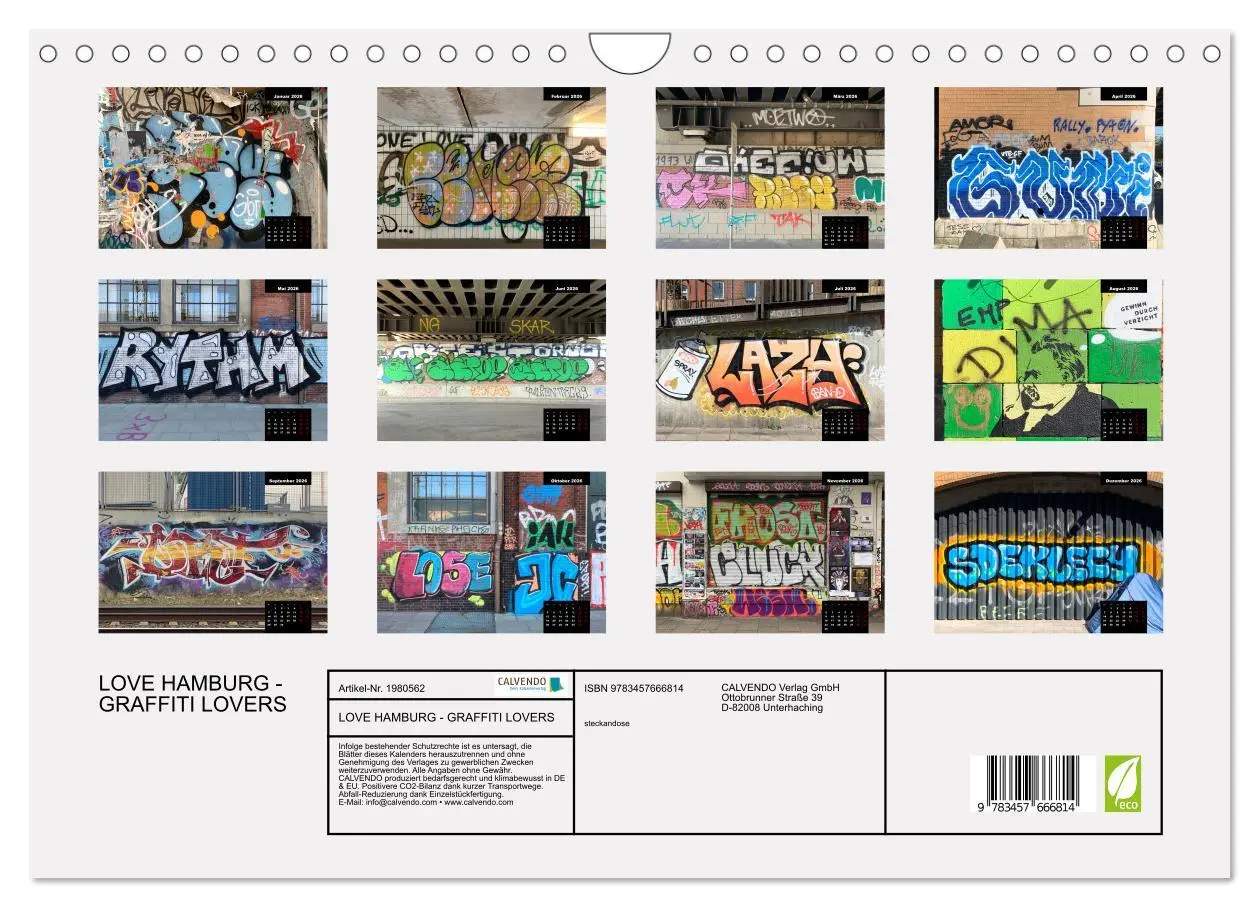 Bild: 9783457666814 | LOVE HAMBURG - GRAFFITI LOVERS (Wandkalender 2026 DIN A4 quer),...