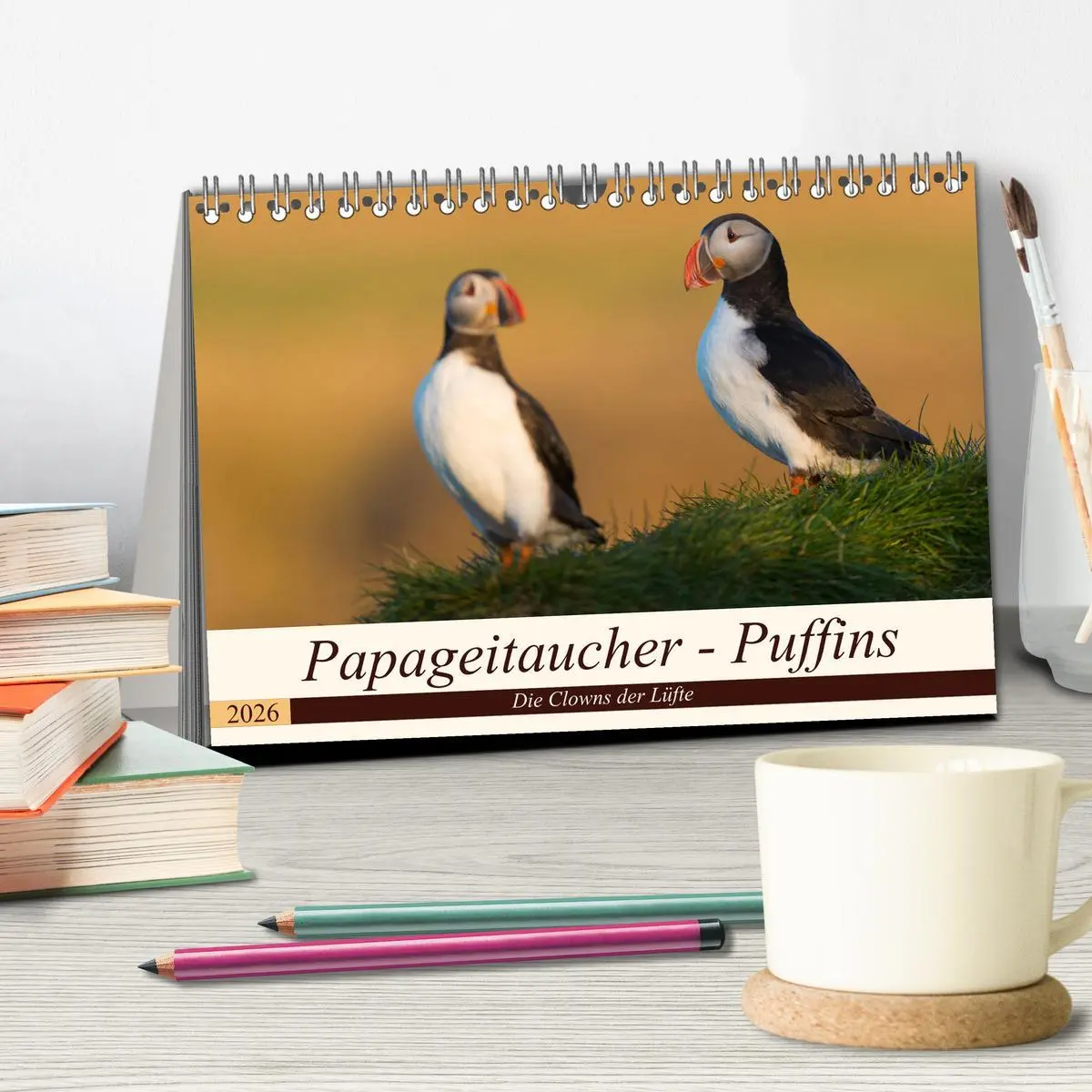 Bild: 9783457806814 | Papageitaucher - Puffins (Tischkalender 2026 DIN A5 quer), CALVENDO...
